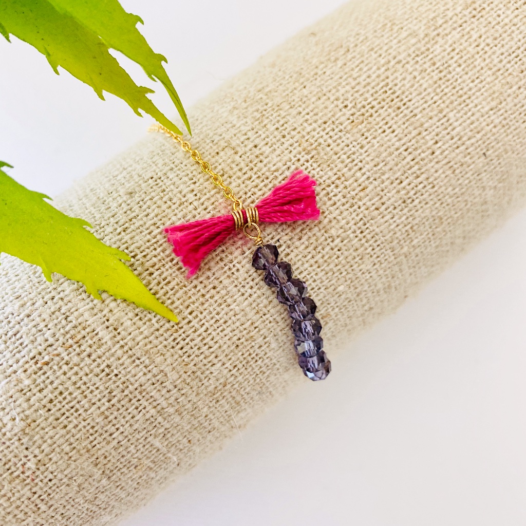 Purple Crystal Magenta Tassel Taolei Bracelet